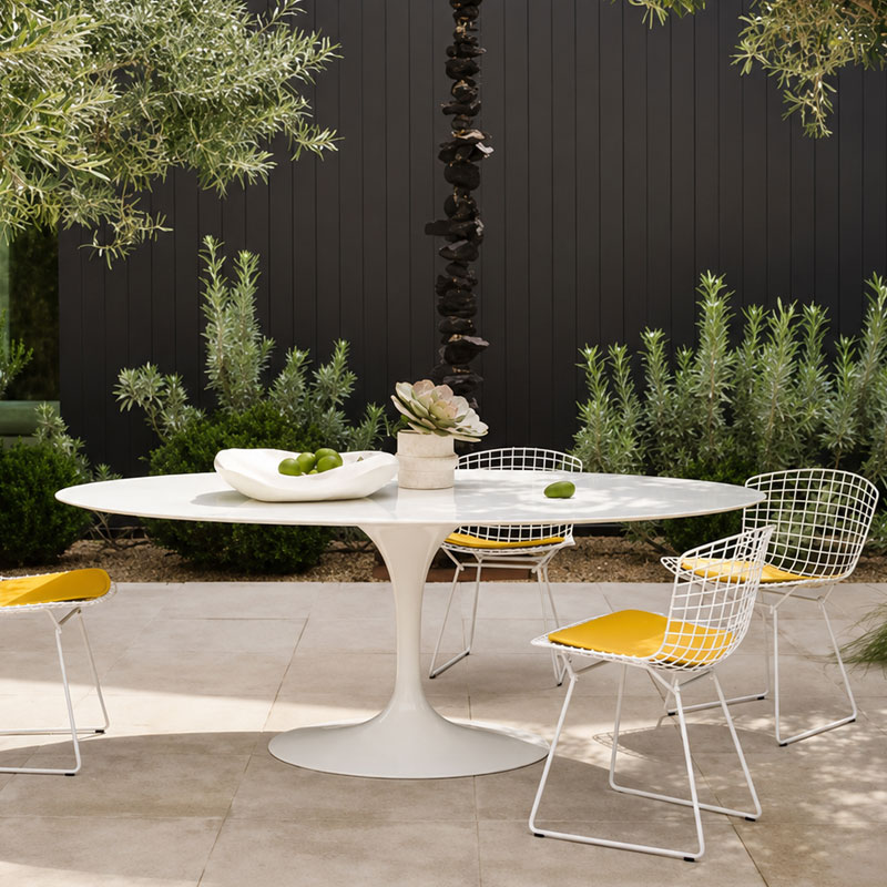Angers Nantes Paris Bordeaux Rennes Tours Mans LAval Ancenis Icônes chaise Knoll blanc Quickship Harry bertoia Outdoor 6