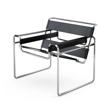 Angers Nantes Paris Bordeaux Rennes Tours Mans Lyon Lille Cannes Icônes Fauteuil Noir Cuir Wassily Knoll Chrome Quickship Breuer Marcel 1