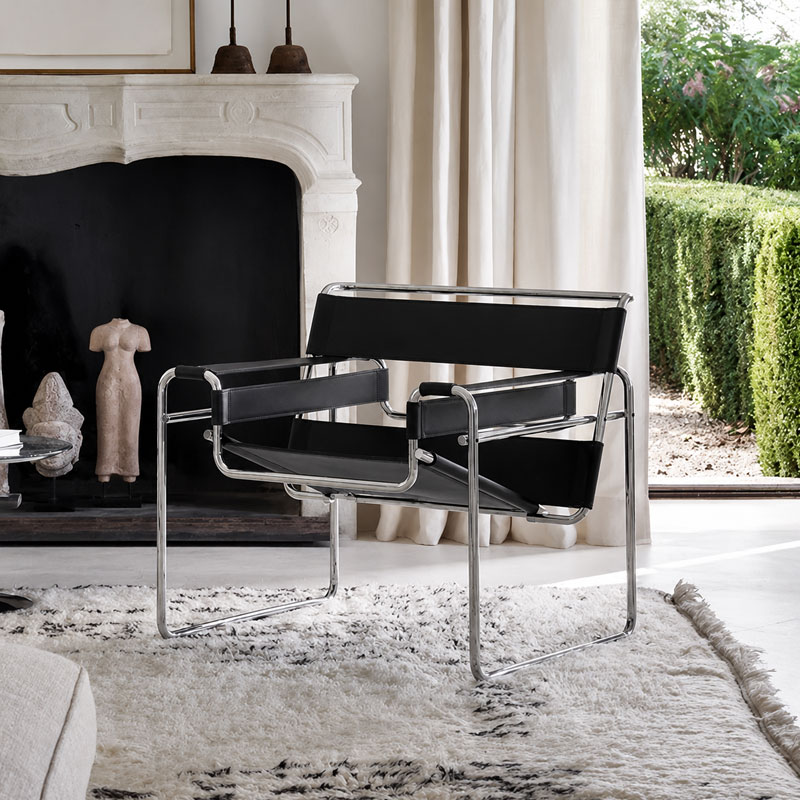 Angers Nantes Paris Bordeaux Rennes Tours Mans Lyon Lille Cannes Icônes Fauteuil Noir Cuir Wassily Knoll Chrome Quickship Breuer Marcel 4