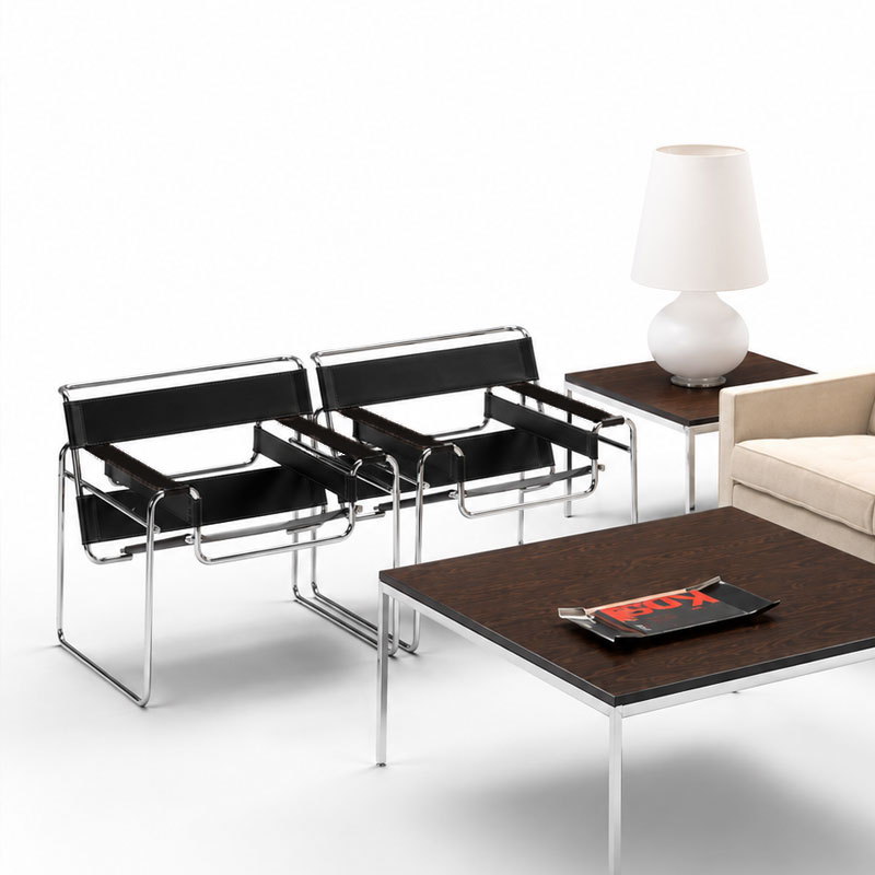 Angers Nantes Paris Bordeaux Rennes Tours Mans Lyon Lille Cannes Icônes Fauteuil Noir Cuir Wassily Knoll Chrome Quickship Breuer Marcel 5