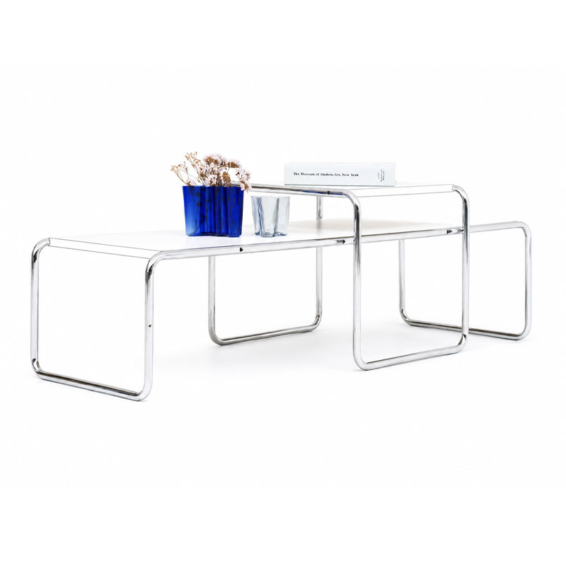 Angers Nantes Paris Bordeaux Rennes Tours Mans Lyon Lille Cannes Icônes Table basseBlanc Laccio 2 Knoll Chrome Quickship Breuer 0