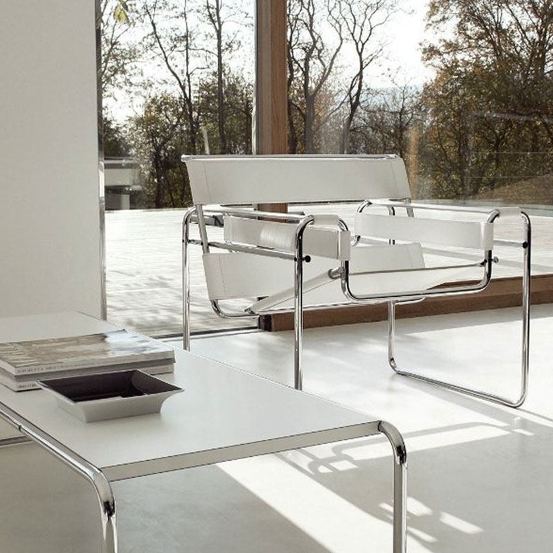 Angers Nantes Paris Bordeaux Rennes Tours Mans Lyon Lille Cannes Icônes Table basseBlanc Laccio 2 Knoll Chrome Quickship Breuer 3