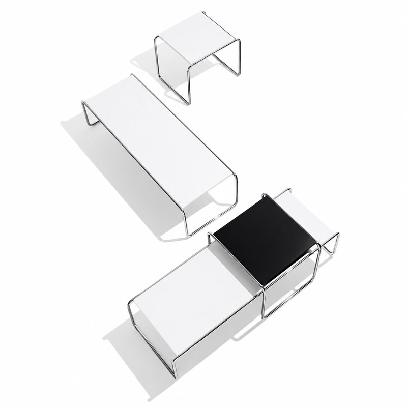 Angers Nantes Paris Bordeaux Rennes Tours Mans Lyon Lille Cannes Icônes Table basseBlanc Laccio 2 Knoll Chrome Quickship Breuer 6