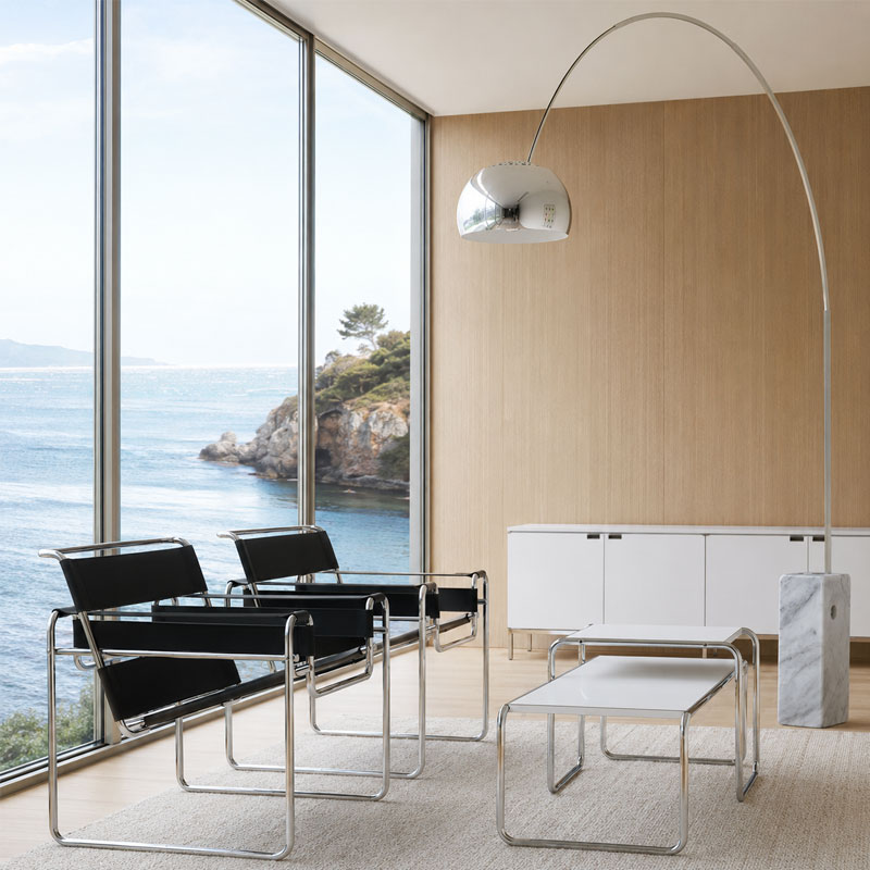 Angers Nantes Paris Bordeaux Rennes Tours Mans Lyon Lille Cannes Icônes Table basseBlanc Laccio 2 Knoll Chrome Quickship Breuer 7