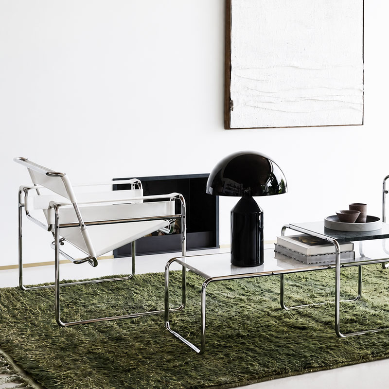 Angers Nantes Paris Bordeaux Rennes Tours Mans Lyon Lille Cannes Icônes Table basseBlanc Laccio 2 Knoll Chrome Quickship Breuer 8
