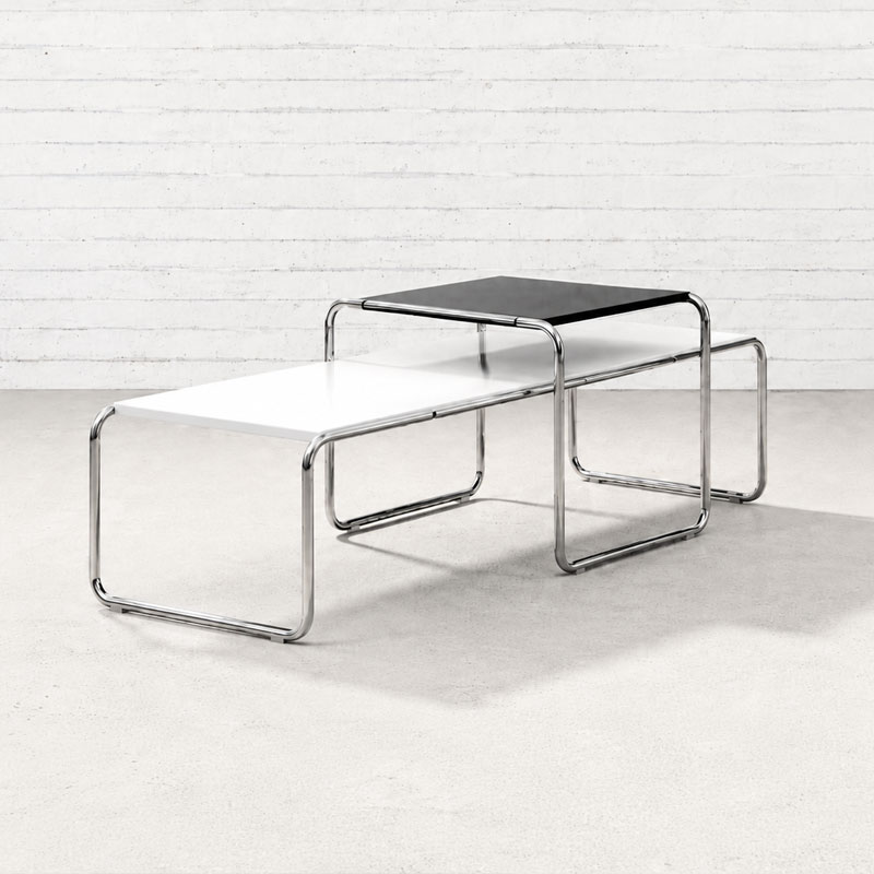 Angers Nantes Paris Bordeaux Rennes Tours Mans Lyon Lille Cannes Icônes Table basseBlanc Laccio 2 Knoll Chrome Quickship Breuer 9