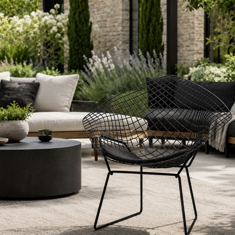 Angers Nantes Paris Bordeaux Rennes Tours Mans Lyon Lille Nice Icônes Fauteuil Diamant Knoll Noir Quickship Bertoia Outdoor 4