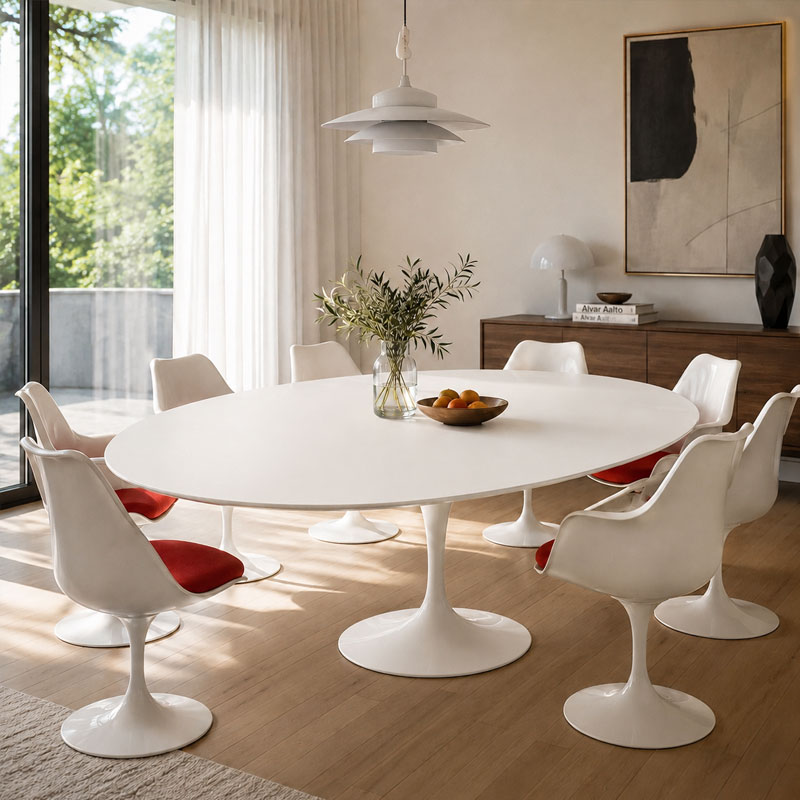 Angers Nantes Paris Calvi Bordeaux Rennes Rochelle Nice Icônes table Saarinen Ovale 198 Knoll Stratifié Blanc Quickship 9