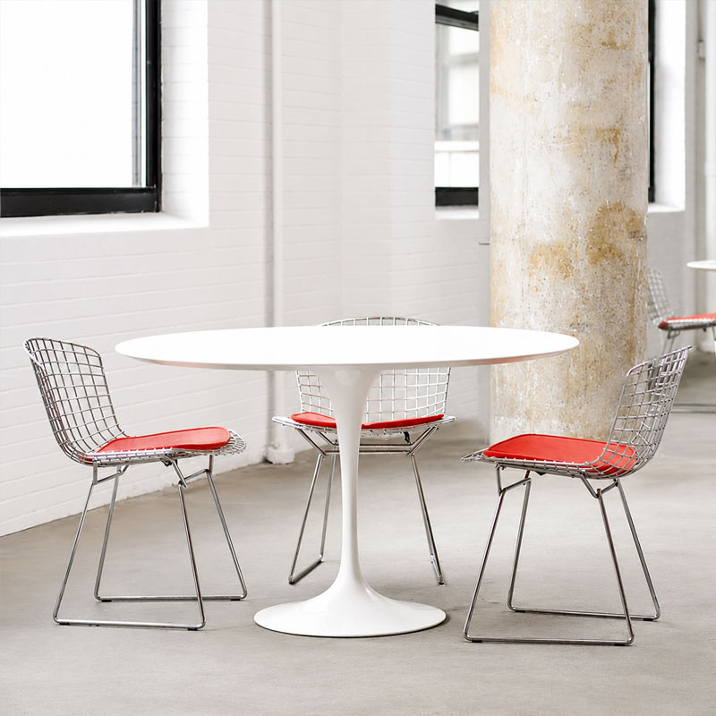 Angers Nantes Paris Lille Caen Bordeaux Rennes Sarzeau Lyon Icônes table repas Saarinen Ø120 Knoll Stratifié Blanc Quickship 7