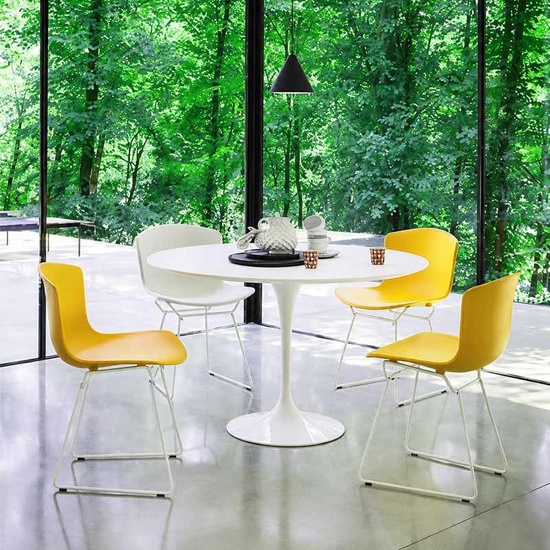 Angers Nantes Paris Rennes Baule Bordeaux Rennes Tours Lyon Icônes table repas Saarinen Ø107 Knoll Stratifié Blanc Quickship 7