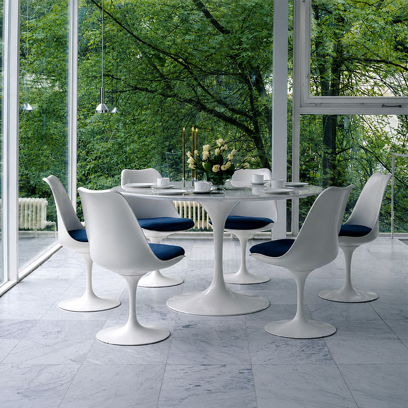 Angers Nantes Paris Tours Bordeaux Rennes Laval Tours Icônes Table repas Saarinen Ø120 Knoll marbre Arabescato Quickship 1
