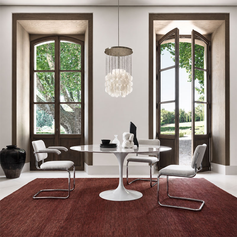 Angers Nantes Paris Tours Bordeaux Rennes Laval Tours Icônes Table repas Saarinen Ø120 Knoll marbre Arabescato Quickship 6