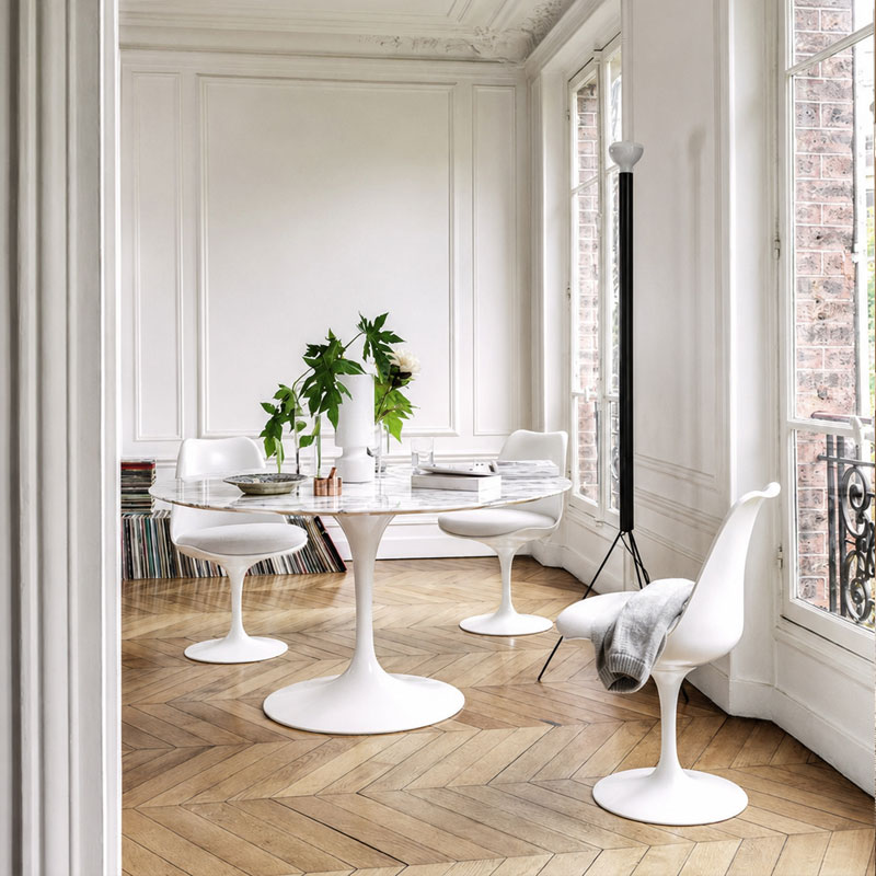 Angers Nantes Paris rennes Arcachon Tours Nice Niort Baule Ancenis Icônes Chaise Tulip Eero Saarinen Blanc Vinyl Blanc Knoll Quickship 1