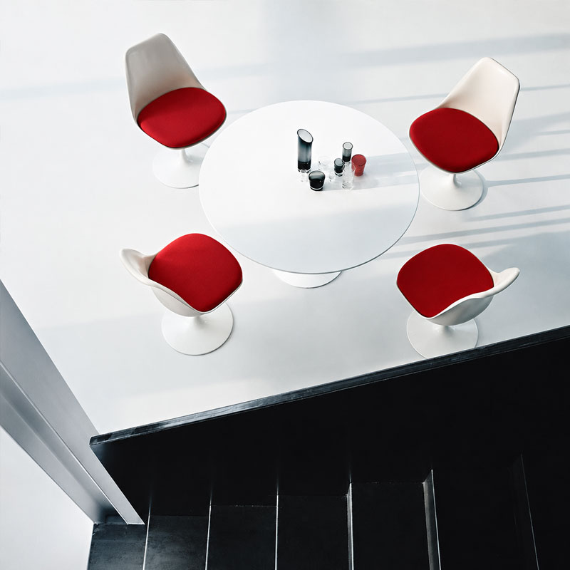 Angers Nantes Rennes Baule Bordeaux Rennes Tours LavaI Icônes table repas Saarinen Ø91 Knoll Stratifié Blanc Quickship 05