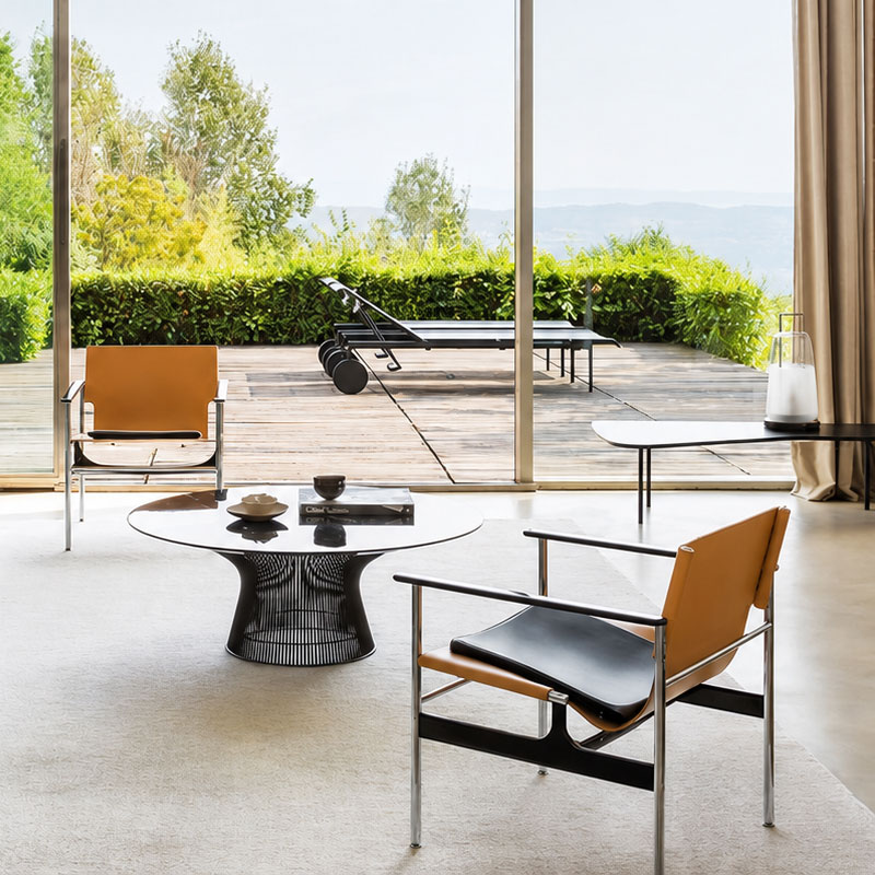 Angers Nice Paris Bordeaux Rennes Laval Tours Lyon Icônes table Basse Knoll Platner Nickel Chrome Quickship 91,5 Warren 3