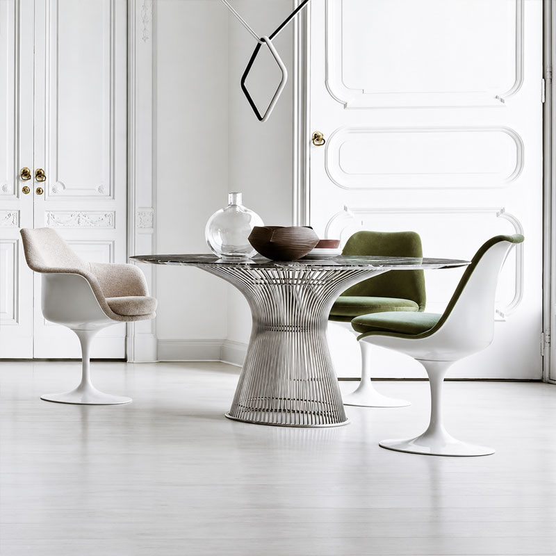 Angers Nice Paris Bordeaux Rennes Nantes Tours Niort Icônes Table Repas Knoll Platner Nickel Chrome Quickship Ø135 Warren 0