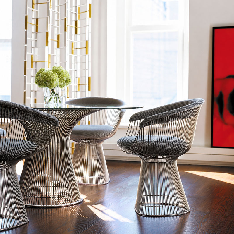 Angers Nice Paris Bordeaux Rennes Nantes Tours Niort Icônes Table Repas Knoll Platner Nickel Chrome Quickship Ø135 Warren 1