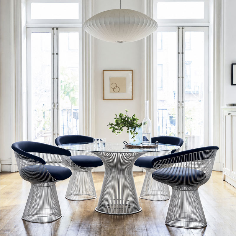 Angers Nice Paris Bordeaux Rennes Nantes Tours Niort Icônes Table Repas Knoll Platner Nickel Chrome Quickship Ø135 Warren 9