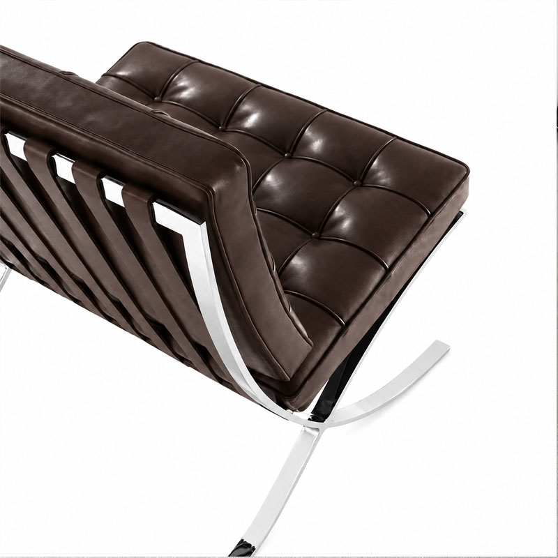 Knoll Angers fauteuil Van Der Rohe barcelona cuir venezia Dark Brown Marron chrome quickship Icônes