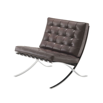 Knoll Bordeaux fauteuil Van Der Rohe barcelona cuir venezia Dark Brown Marron chrome quickship Icônes 