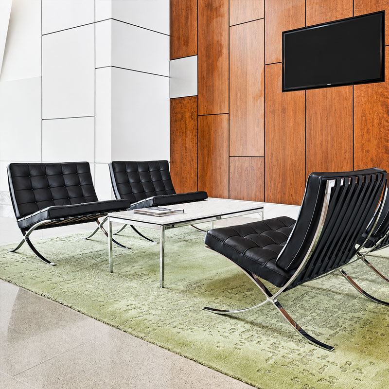 Knoll Bordeaux fauteuil barcelona cuir venezia noir chrome quickship icônes