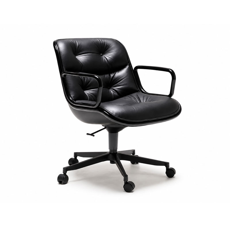 Knoll Fauteuil Direction Bureau Pollock Noir Cuir Volo Chrome Charles Executive Icônes Angers Nantes Tours Paris Bordeaux Rennes Lyon Nice