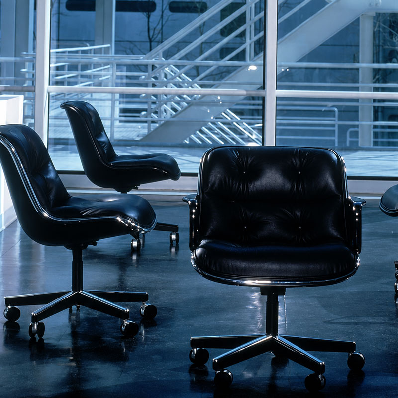 Knoll Fauteuil Direction Bureau Pollock Noir Cuir Volo Chrome Charles Executive Icônes Angers Nantes Tours Paris Bordeaux Rennes Lyon Nice 1