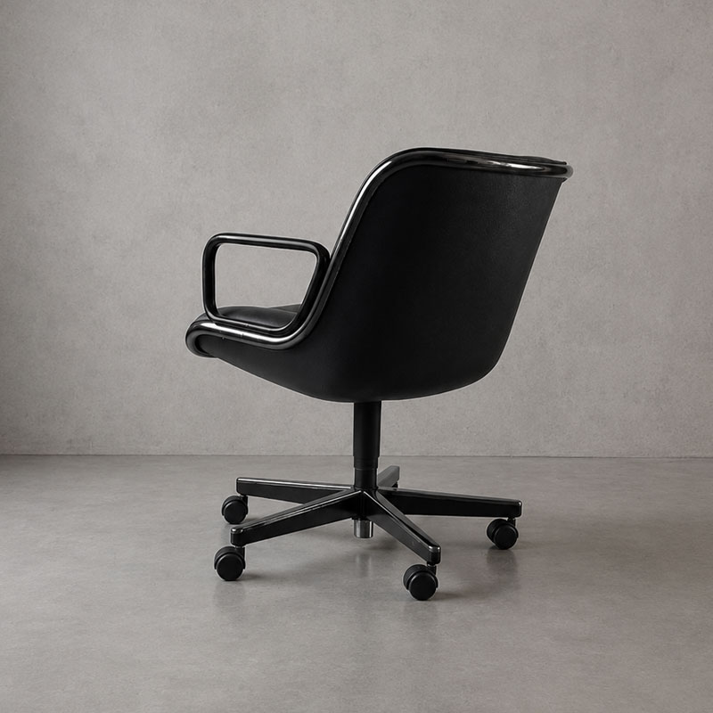 Knoll Fauteuil Direction Bureau Pollock Noir Cuir Volo Chrome Charles Executive Icônes Angers Nantes Tours Paris Bordeaux Rennes Lyon Nice 2