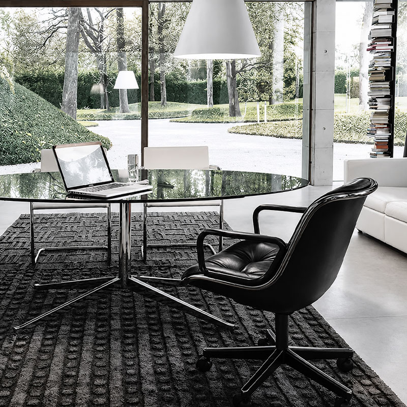 Knoll Fauteuil Direction Bureau Pollock Noir Cuir Volo Chrome Charles Executive Icônes Angers Nantes Tours Paris Bordeaux Rennes Lyon Nice 4