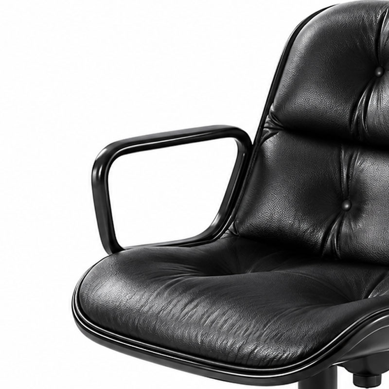 Knoll Fauteuil Direction Bureau Pollock Noir Cuir Volo Chrome Charles Executive Icônes Angers Nantes Tours Paris Bordeaux Rennes Lyon Nice 5