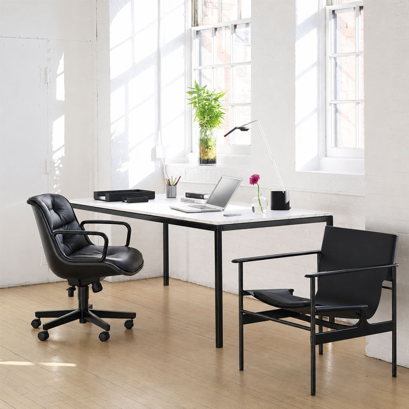 Knoll Fauteuil Direction Bureau Pollock Noir Cuir Volo Chrome Charles Executive Icônes Angers Nantes Tours Paris Bordeaux Rennes Lyon Nice 7