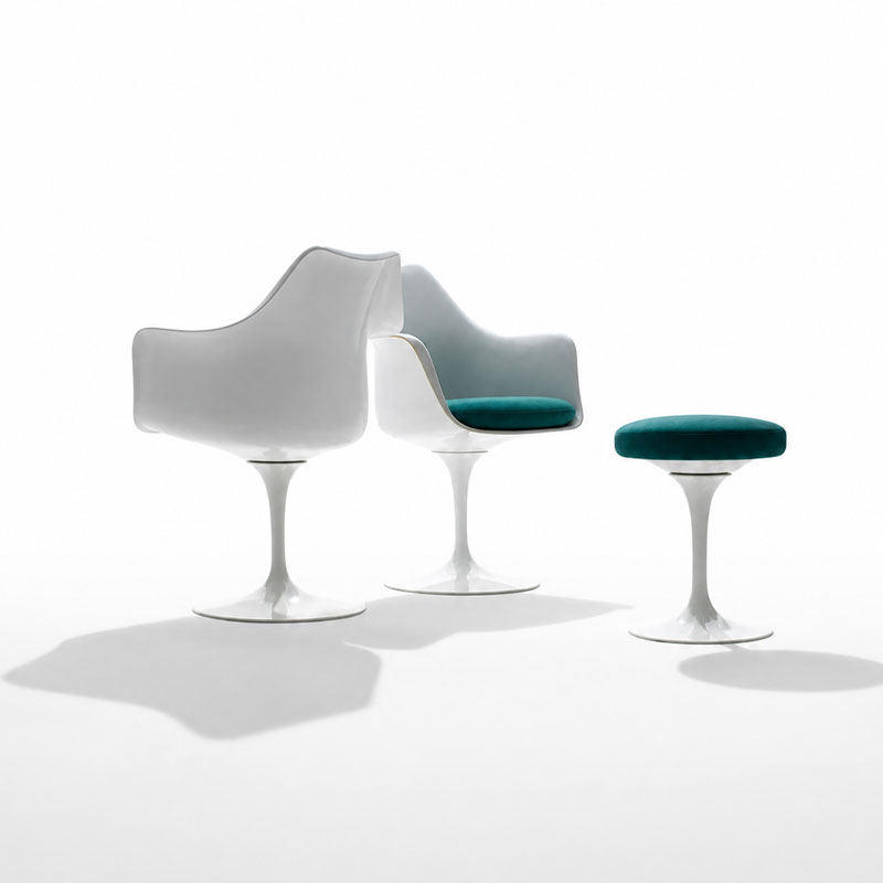 Knoll Fauteuil Tulip Blanc Coque Rembouré Vert Pivotant Eero Saarinen Icônes Angers Nantes Tours Paris Bordeaux Rennes 6