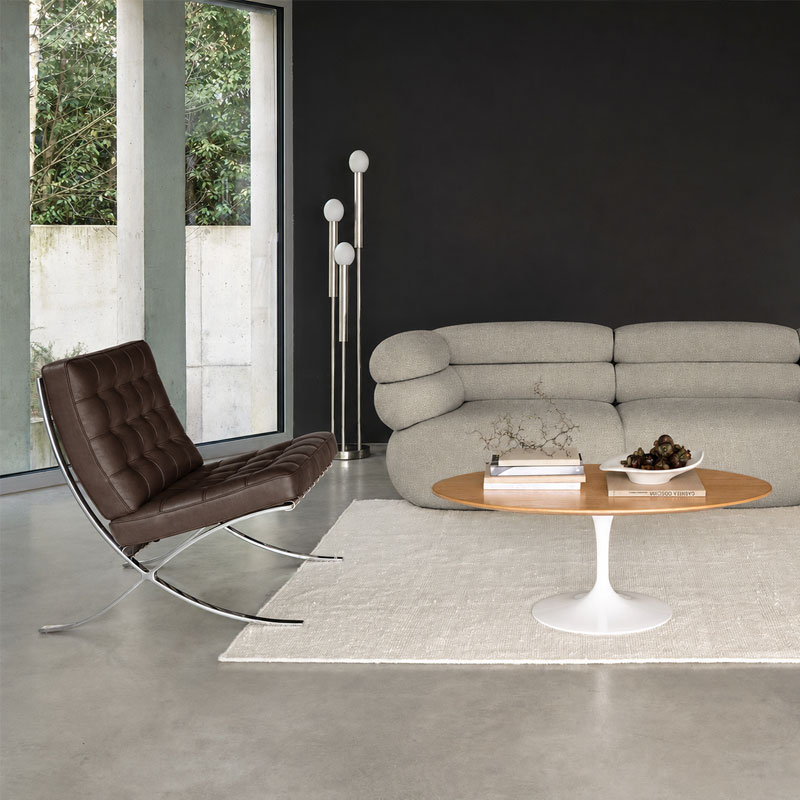 Knoll Nice fauteuil Van Der Rohe barcelona cuir venezia Dark Brown Marron chrome quickship Icônes