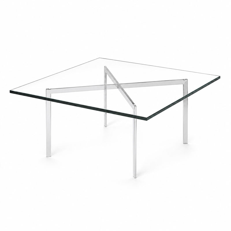 Knoll Orleans Table Basse Van Der Rohe barcelona Verre Acier 100cm x 100cm Marron chrome quickship Icônes