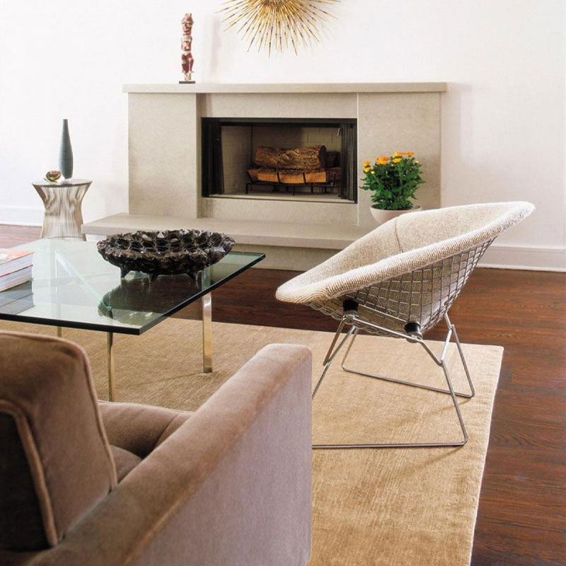 Knoll Rennes Table Basse Van Der Rohe barcelona Verre Acier 100cm x 100cm Marron chrome quickship Icônes