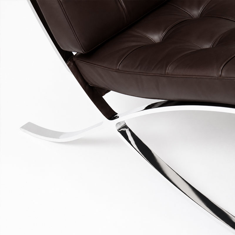 Knoll Sarzeau fauteuil Van Der Rohe barcelona cuir venezia Dark Brown Marron chrome quickship Icônes