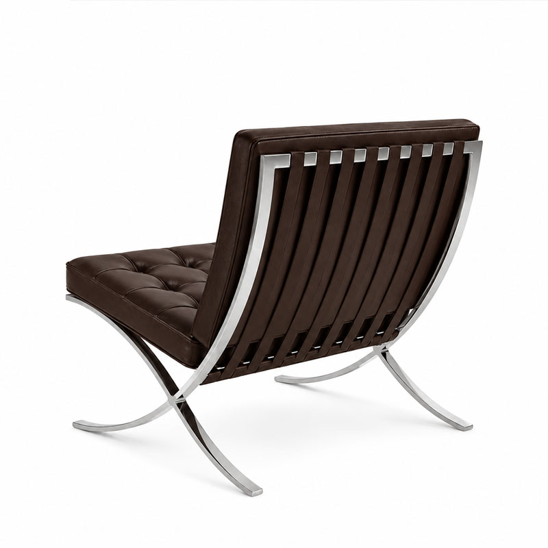 Knoll Tours fauteuil Van Der Rohe barcelona cuir venezia Dark Brown Marron chrome quickship Icônes