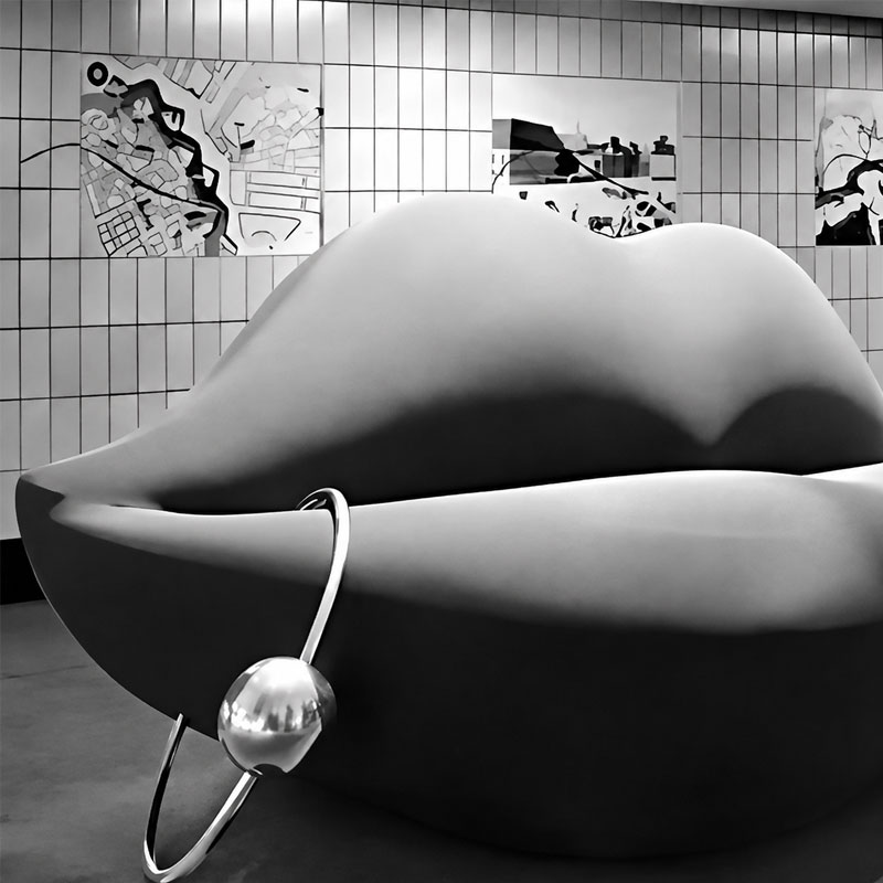 Gufram Bocca Canapé Noir Bouche Dali Percing STUDIO 65 Design Icônes Paris Lyon Nantes Rennes Tours Lille Bordeaux Nice Marseille 5