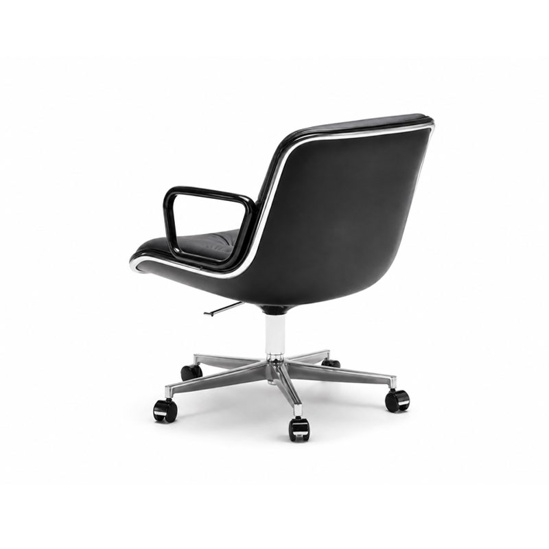 Knoll Fauteuil Direction Bureau Pollock Noir Cuir Volo Chrome Charles Executive Icônes Lille Neuilly Paris Marseille Strasbourg Versaille 3
