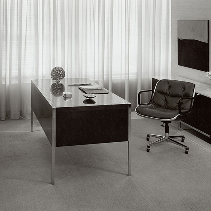 Knoll Fauteuil Direction Bureau Pollock Noir Cuir Volo Chrome Charles Executive Icônes Lille Neuilly Paris Marseille Strasbourg Versaille 4