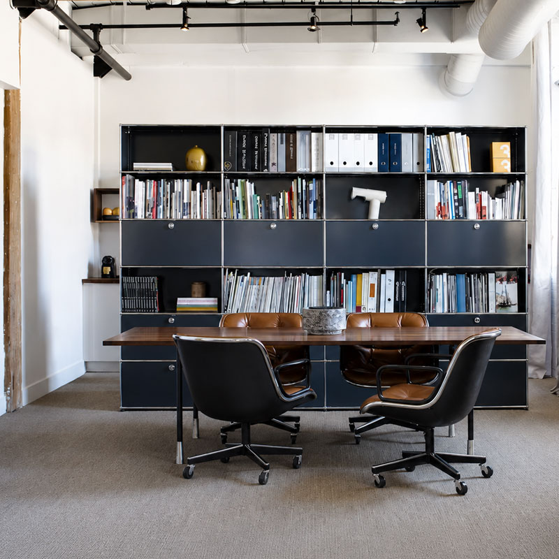 Knoll Fauteuil Direction Bureau Pollock Noir Cuir Volo Chrome Charles Executive Icônes Lille Neuilly Paris Marseille Strasbourg Versaille 5