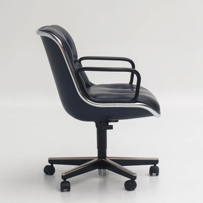 Knoll Fauteuil Direction Bureau Pollock Noir Cuir Volo Chrome Charles Executive Icônes Lille Neuilly Paris Marseille Strasbourg Versaille 6