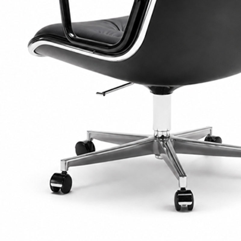 Knoll Fauteuil Direction Bureau Pollock Noir Cuir Volo Chrome Charles Executive Icônes Lille Neuilly Paris Marseille Strasbourg Versaille 7