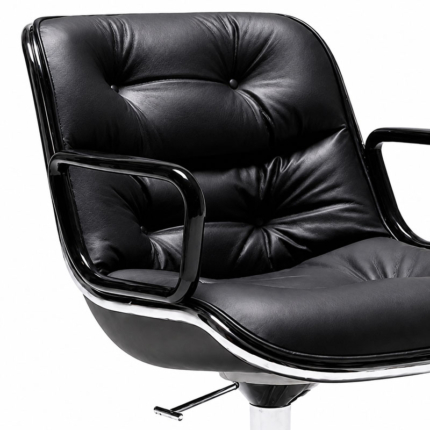 Knoll Fauteuil Direction Bureau Pollock Noir Cuir Volo Chrome Charles Executive Icônes Lille Neuilly Paris Marseille Strasbourg Versaille 8