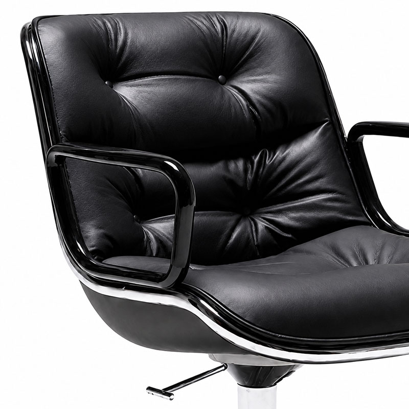 Knoll Fauteuil Direction Bureau Pollock Noir Cuir Volo Chrome Charles Executive Icônes Lille Neuilly Paris Marseille Strasbourg Versaille 8