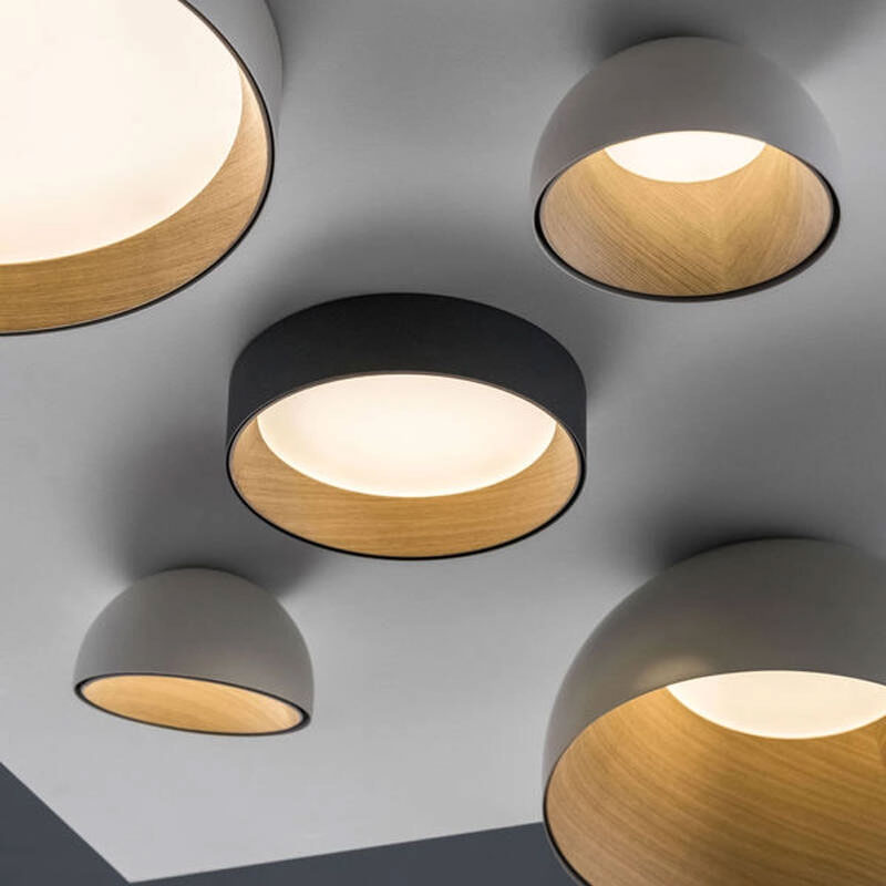 Vibia Plafonnier Duo Luminaire Bois chêne dôme coupole Ø70 Anthracite Noir Ramos & Bassols Icônes Angers Nantes Paris Bordeaux Nice Tours Mans Rennes 4