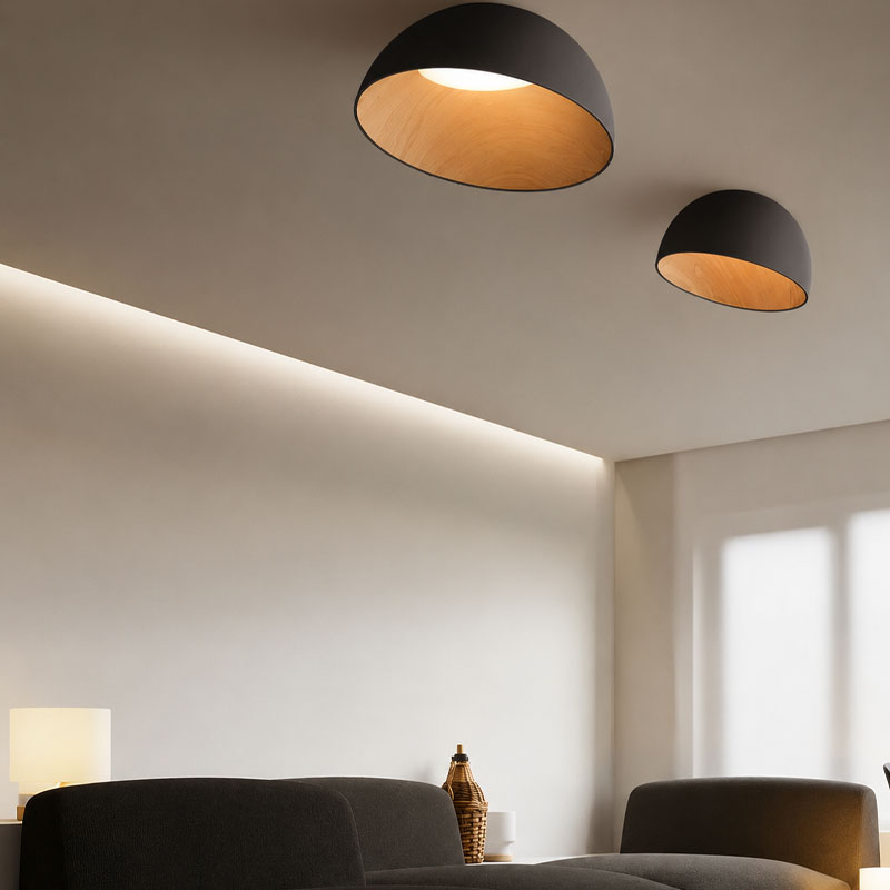 Vibia Plafonnier Duo Luminaire Bois chêne dôme coupole Ø70 Anthracite Noir Ramos & Bassols Icônes Angers Nantes Paris Bordeaux Nice Tours Mans Rennes 5
