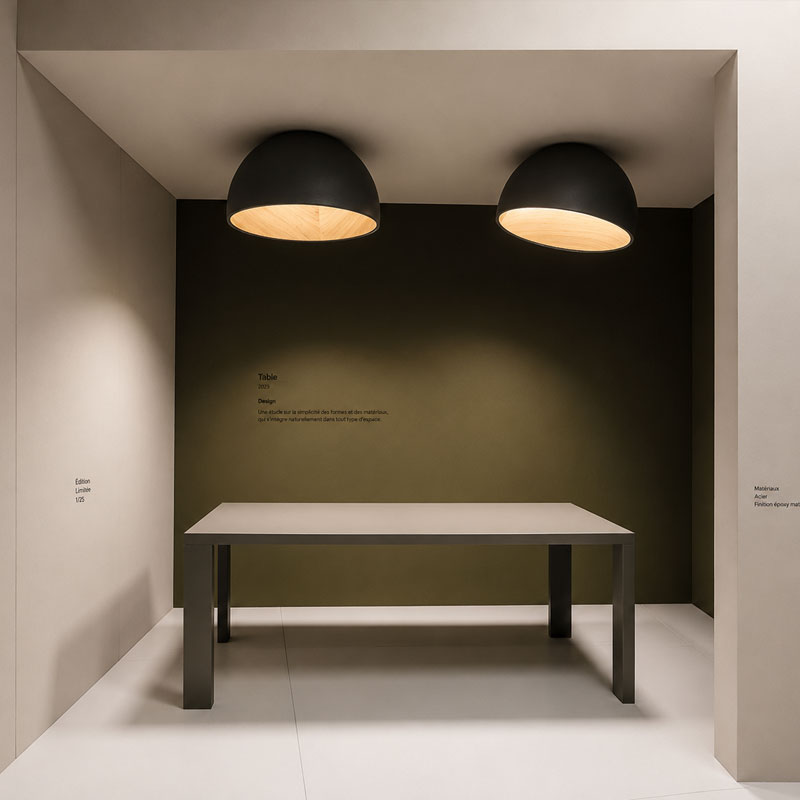 Vibia Plafonnier Duo Luminaire Bois chêne dôme coupole Ø70 Anthracite Noir Ramos & Bassols Icônes Angers Nantes Paris Bordeaux Nice Tours Mans Rennes 6