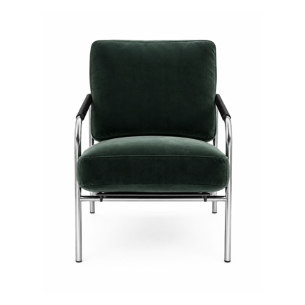 Zanotta 852 Fauteuil Suzanna Velour Vert Cuir Noir Chrome Gabriele Mucchi Icônes Angers Nantes Paris Bordeaux Tours Mans Rennes 2