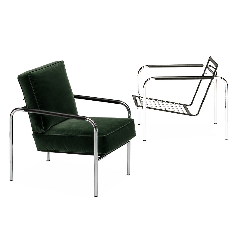 Zanotta 852 Fauteuil Suzanna Velour Vert Cuir Noir Chrome Gabriele Mucchi Icônes Angers Nantes Paris Bordeaux Tours Mans Rennes 6